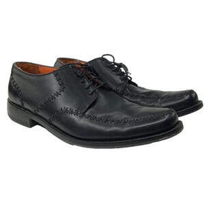 Roberto Cameron Men's Black Leather Oxford Lace Up Detailed Stitching Dress Shoe
